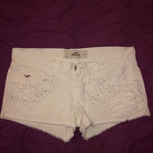 white, ripped hollister shorts